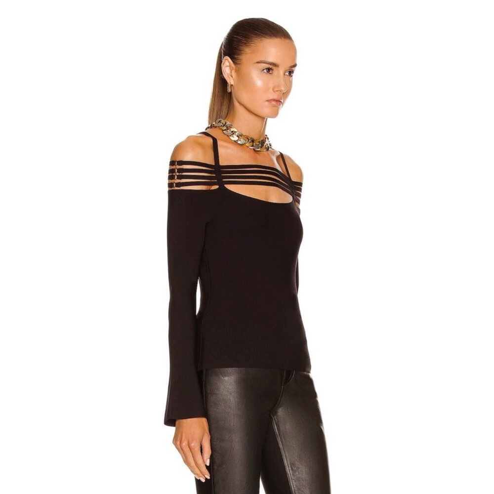 Jonathan Simkhai Sarah Compact Rib Top in Black. Size S - Picture 2 of 11